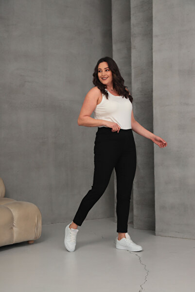 Genel Markalar Kadın Kot Pantolon  Beli Lastikli  Yüksek Bel  Likralı  Büyük-Küçük Beden  Jeans