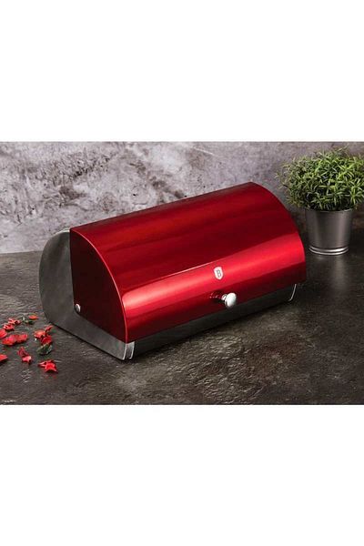 Berlinger Haus Bread Box Pastry Box Burgundy Metallic Line Stainless Steel