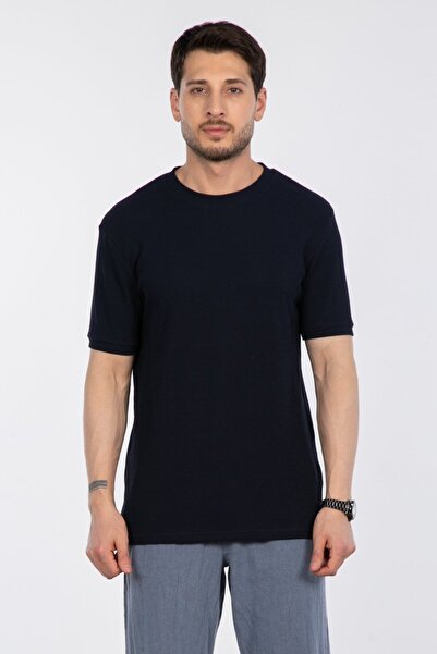BARRELS AND OIL Gipeli Waffle Basic T-Shirt - Indigo