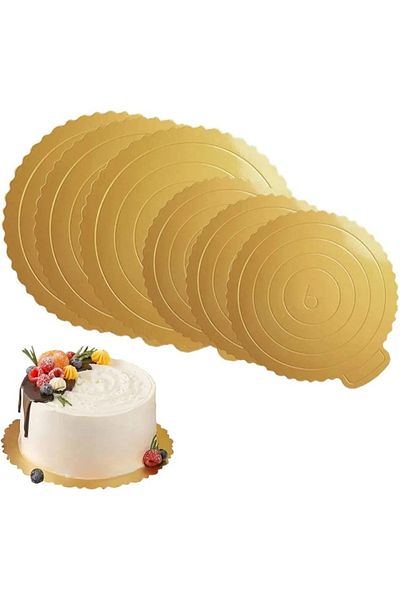 sinzau Set of 6 sinzau cake plates, cardboard, round, gold, 19/25 cm