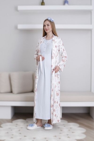 Pelin Set de cămașă de noapte pentru maternitate, cu model, din dantelă