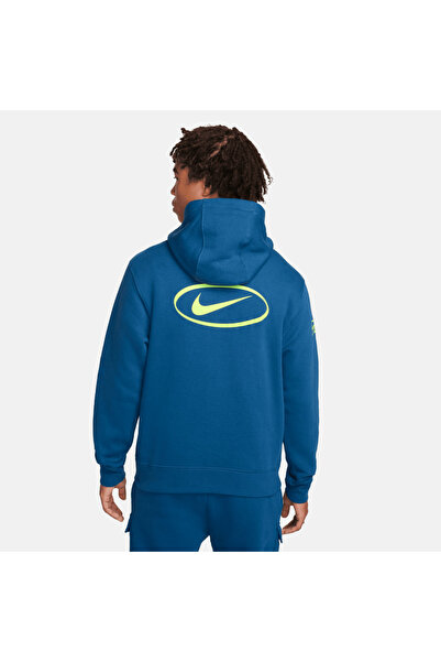 Nike Sportswear Global Moto Sports Kapşonlu Mavi Sweatshirt