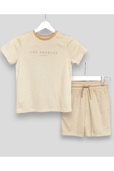 LİTTLE TORTOİSE Хлопчачий велосипедний комір бежево-верблюжого кольору з смуг...