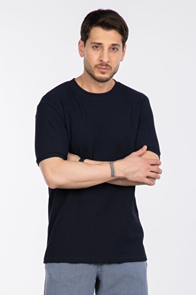 BARRELS AND OIL Gipeli Waffle Basic T-Shirt - Indigo