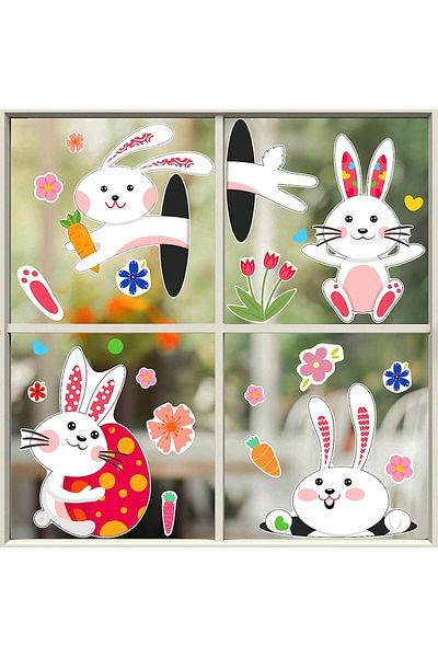 Zonon Set 4 coli autocolante pentru ferestre de Paște Zonon, PVC, multicolor, 33 x 27 cm