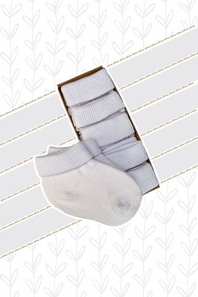 Akface 5 Pairs Organic Cotton Unisex Newborn And Baby Socks 0-24 Months