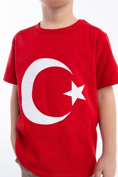 Trend Baby Kids Girl's Turkish Flag Red Tshirt Combed Cotton