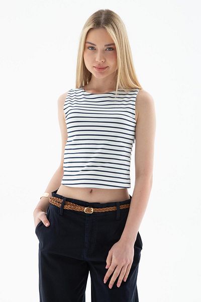 Fashion Friends Bluză crop fără mâneci albă