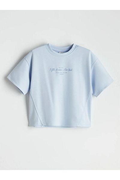 LC Waikiki Lcw Kids Blue Crew Neck Girl's T-Shirt and Sweatpants