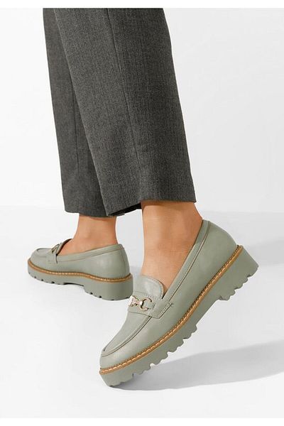 B T Shoes Aelle women's green loafers