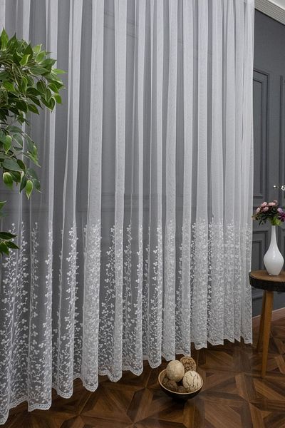 Brillant Feray Model - Large Patterned Tulle Curtain, Skirt Embroidered 2 Layers 00u48756