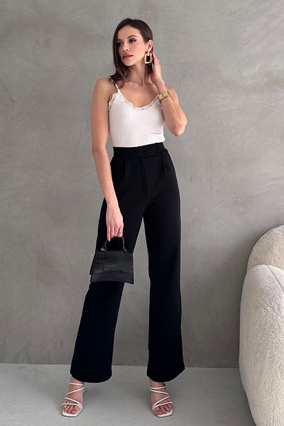 Know Women's Lycra Velcro Closure Black Palazzo Pants