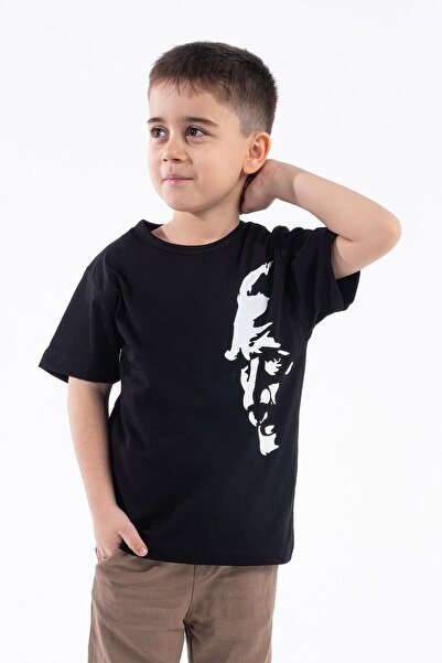 Trend Baby Kids Dečačka Ataturk silueta Štampano crna majica