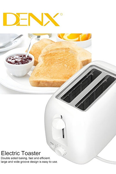 Denx محمصة خبز بشريحتين، 650 واط، لون أبيض DX1781
