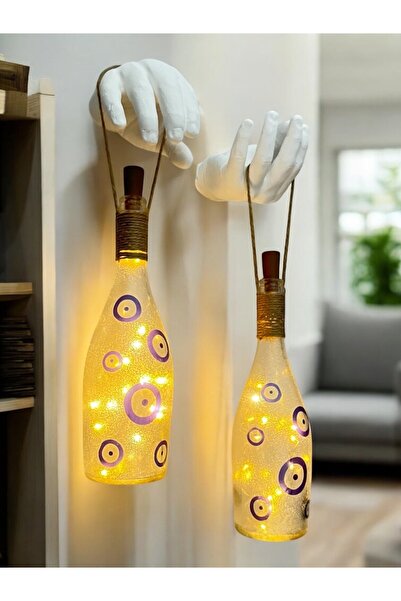Mes Reves Heykel Dekorlu Nazar Boncuklu Pilli Led'li Şampanya Şişesi Aplik Se...