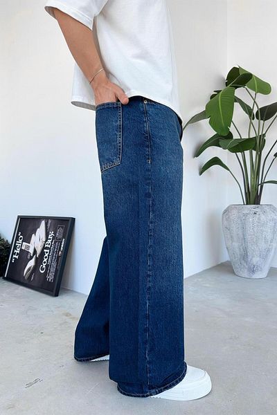 HAFKAGİYİM Σκούρο μπλε Basic Extra Loose φαρδύ παντελόνι