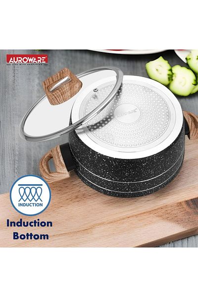 Auroware Non Stick 20cm Casserole with Lid Forged Aluminium, Dishwasher safe, High grade material