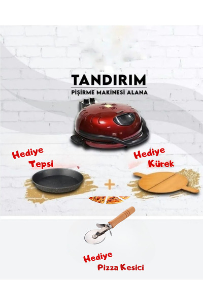 TANDIRIM Multifonksiyonlu Pizza, Lahmacun, Ekmek, Yemek Fırını (bazalt Taş - Tepsi - Kürek Hediyeli )