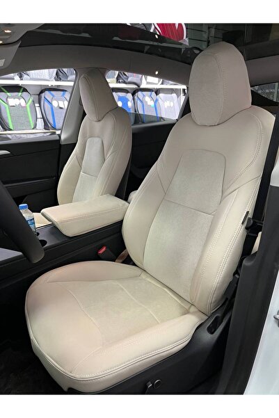 K-Design Tesla Model Y Araca Özel Oto Koltuk Kılıfı - Taytüyü ve 1.Kalite Deri