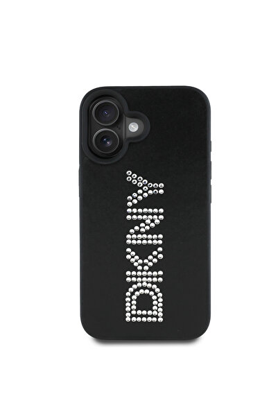 Dkny iPhone 16 Kılıf DKNY Lisanslı Taşlı DKNY Yazılı Metalik Rhinestones PU D...