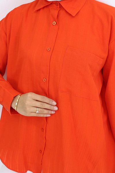 giyze Self Patterned Hijab Shirt Orange 61505