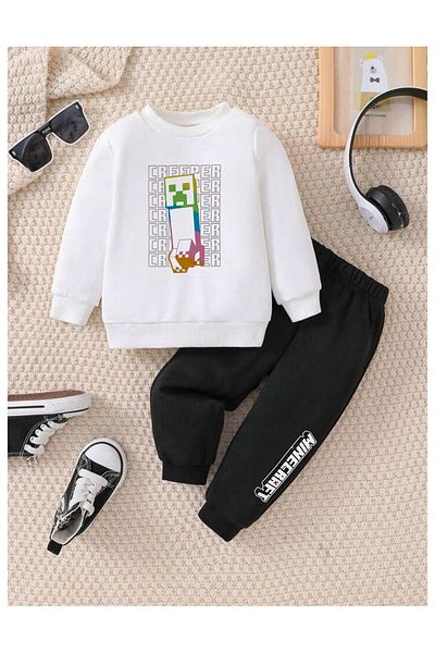 Massgai Unisex Παιδική φόρμα αθλητικής φόρμας με στάμπα από βαμβακερό λαιμόκοψη