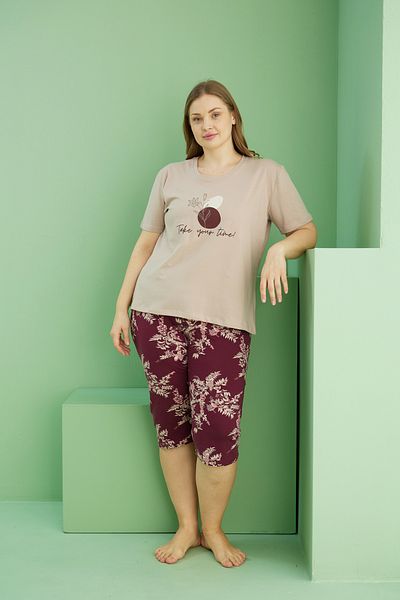 Siyah İnci Σετ βαμβακερό κάπρι με σχέδιο βιζόν Curve Large Size Oversize 25112787