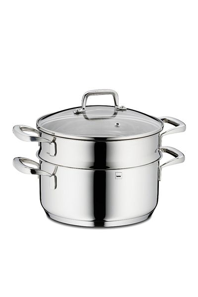 KELA Keck Lang Oala pentru abur cu capac inox 18/10 FLAVORIA 20 cm set 3 buc