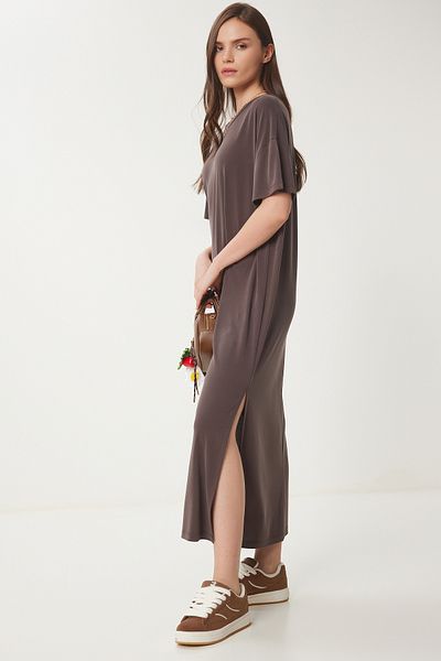 Lovelyİstanbul Oversize Basic Καλοκαιρινό Πλεκτό Φόρεμα - ΚΑΦΕ LUB0082