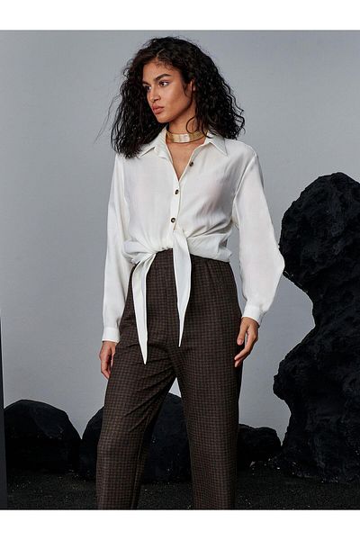 RİVUS Front Tie Detailed Shirt - Ecru