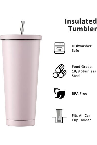 Al Rayyan Sports X-Spring reusable double-wall insulated travel iced coffee cup 750ml - Pink