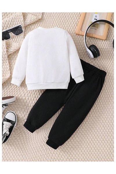 Massgai Unisex Παιδική φόρμα αθλητικής φόρμας με στάμπα από βαμβακερό λαιμόκοψη