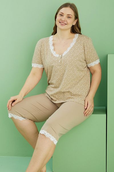 Siyah İnci Σετ βαμβακερό κάπρι με σχέδιο βιζόν Curve Large Size Oversize 25112745