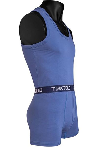 TEXTELO man's Underwear set 100% Cotton T-shirt & trunk boxer Blue