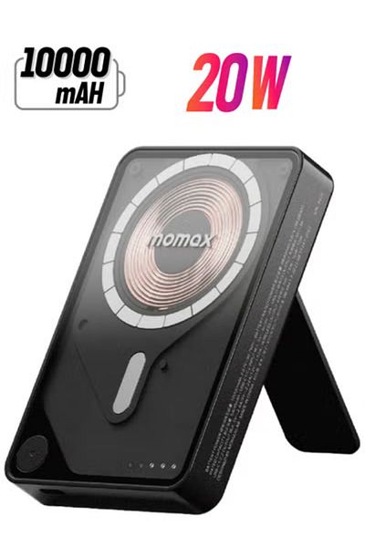 Momax 1-Power X PRO+ 10000mAh Magnetic Wireless Power Bank with Stand and Built-in USB-C Cable Black