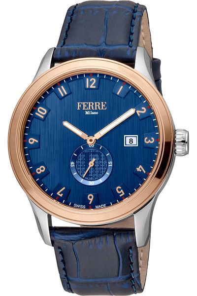 Ferre Milano FM1G155L0041 Watch FM1G155L0041 Men Silvio Rose Gold with Blue dial Quartz mechanism