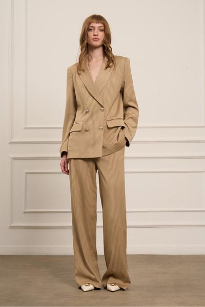 FTZ WOMEN Costum de damă cu dungi Bej 31077