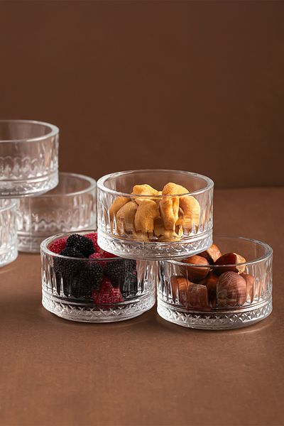 Atbyhome Fh-6 Amelia - Set of 6 Dessert and Ice Cream Bowl, Glass Pudding Cookie Bowl