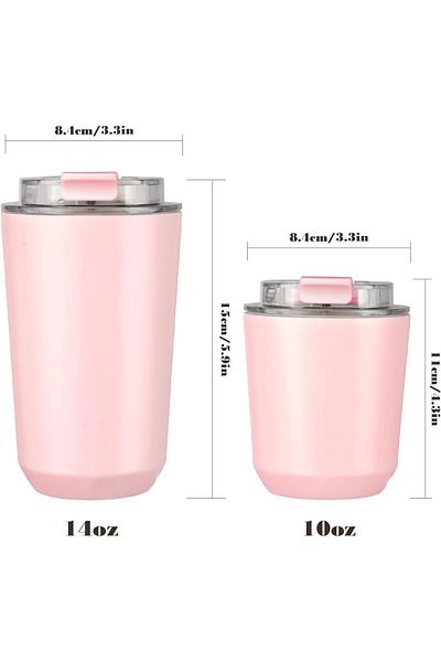 COOYA كوب قهوة للسفر سعة 10 أونصة مع غطاء، كوب مزدوج الجدار قابل لإعادة الاستخدام ومقاوم للتسرب (وردي)