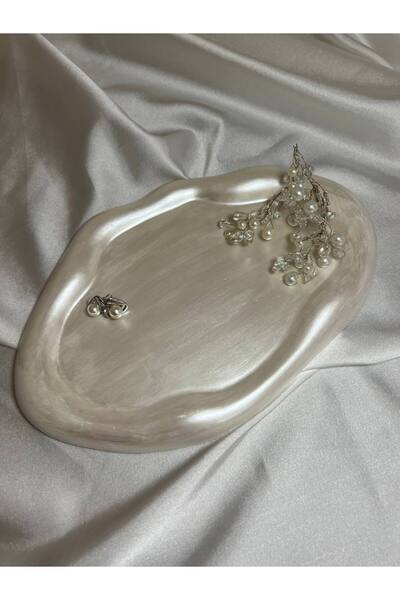 Love Candle Dekor İnci Bulut Tabak, Dekoratif Bulut Tabak, Oval Bulut Tepsi, ...