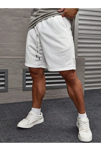 Jooy Men's White Unlined Plain Basic Shorts