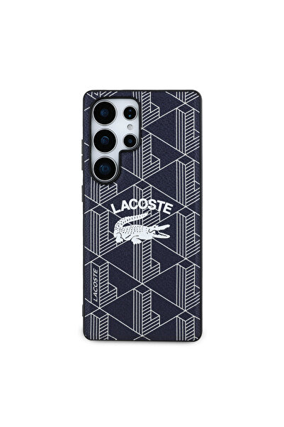 Lacoste Galaxy S25 Ultra Kılıf Lacoste Lisanslı Magsafe Özellikli Mono Vintage Logo Kapak Lacivert