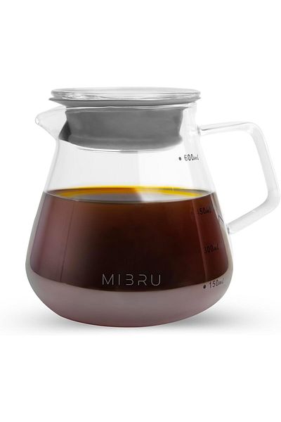 MIBRU 600ml V60 Server – Heat-Resistant Glass Coffee Carafe for Pour Over Brewing