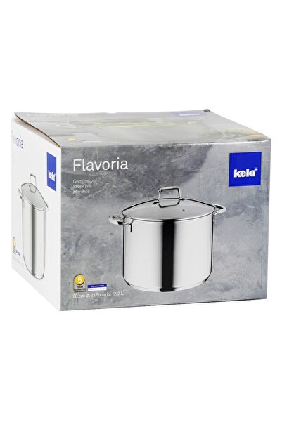 KELA Keck Lang Pot with lid 18/10 stainless steel FLAVORIA 12.2 l