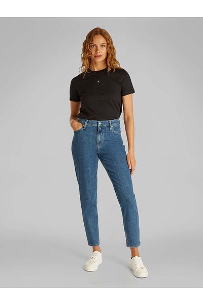 Calvin Klein Calvin Klein Women Black Woven Label Regular Short Sleeve T-Shirt