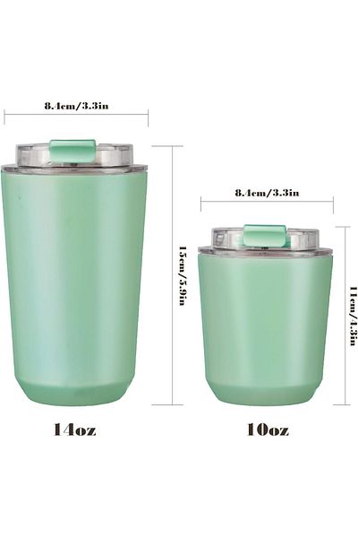 COOYA 10 oz Travel Coffee Mug with Lid, Vacuum Leak Proof Reusable Double Walled Tumbler(Green)