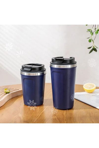 COOYA كوب قهوة للسفر، جدار مزدوج معزول من الفولاذ المقاوم للصدأ، غطاء مانع للتسرب، معزول بالفراغ