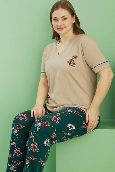 Siyah İnci Set pijamale din bumbac cu model de nurcă Curve Plus Size Oversize25113817