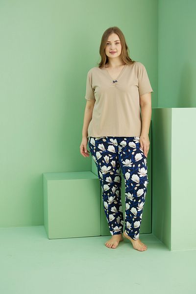 Siyah İnci Σετ πιτζάμες από βαμβακερό σχέδιο μινκ Curve Plus Size Oversize 25113747