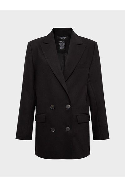 RİVUS Oversize Double Breasted Cut Jacket - Black